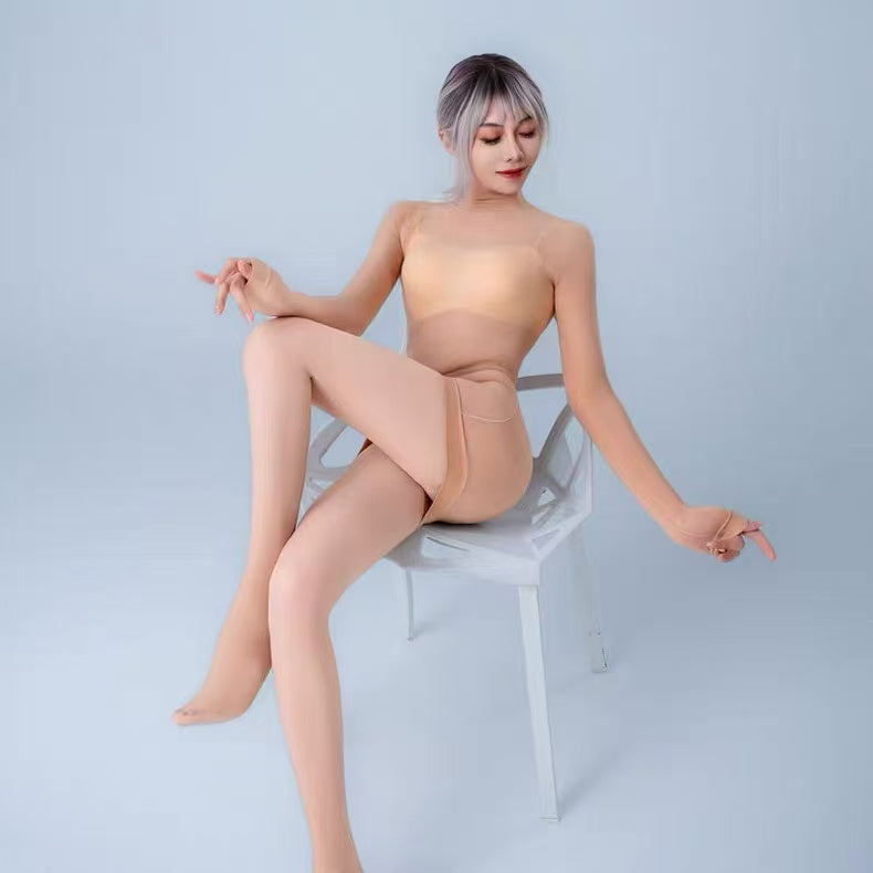 Aurora shiny one-piece with three-quarter sleeves