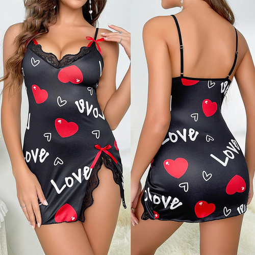 Sexy Nachthemd mit V-Ausschnitt und Trägern