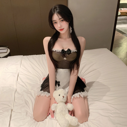 Apron tube top maid skirt set