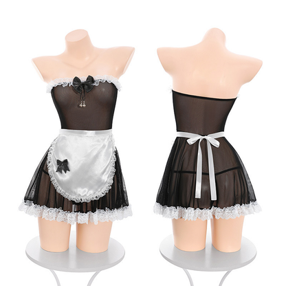 Apron tube top maid skirt set