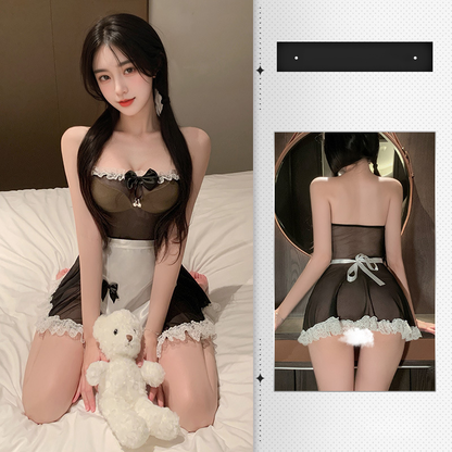 Apron tube top maid skirt set