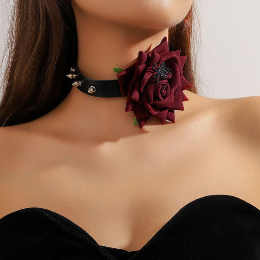 Black spider rose necklace jewelry