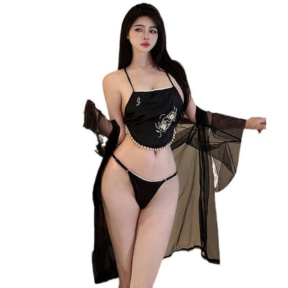 Bathrobe embroidered bellyband set