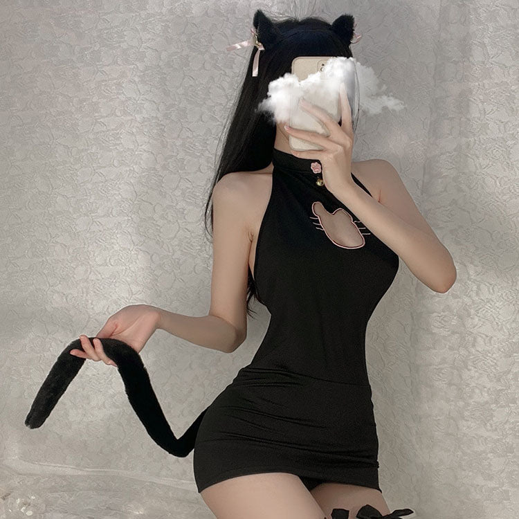 Halter Neck Slim Fit Cat Girl Uniform