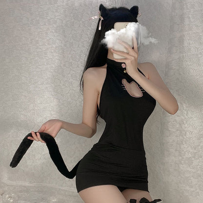 Halter Neck Slim Fit Cat Girl Uniform