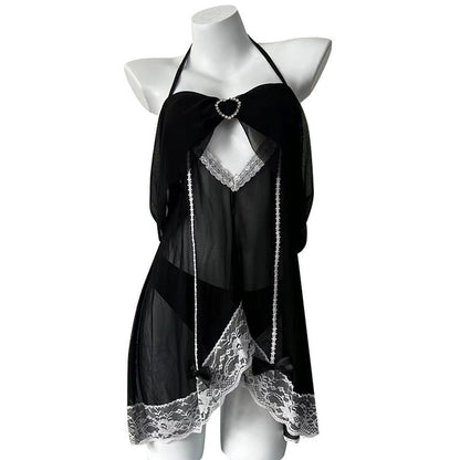 Nachthemd mit Spitzenträgern und Schleife