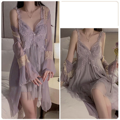 Butterfly suspender nightgown