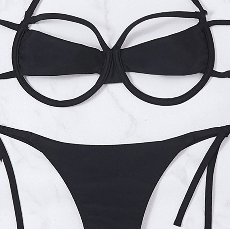 Spliced sexy hollow bikini