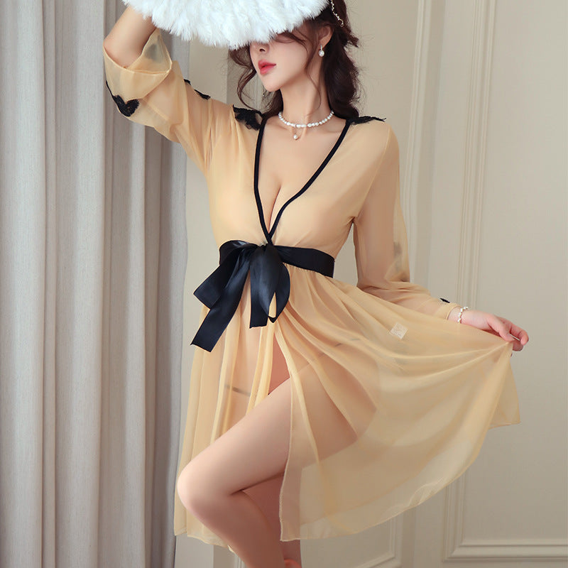 Printed chiffon bathrobe