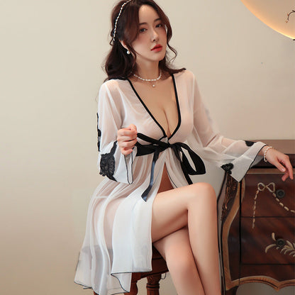 Printed chiffon bathrobe