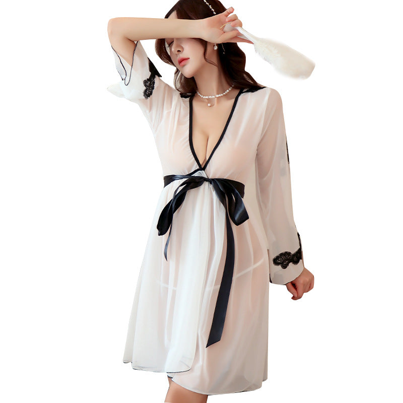 Printed chiffon bathrobe