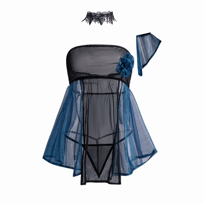 Blue Fairy Mesh Babydoll Dress