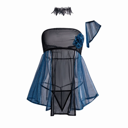 Blue Fairy Mesh Babydoll Dress
