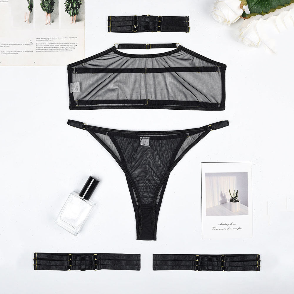 BH- und Dreipunkt-Netzunterwäsche-Set