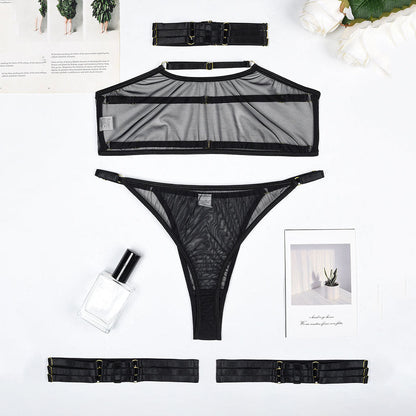 BH- und Dreipunkt-Netzunterwäsche-Set