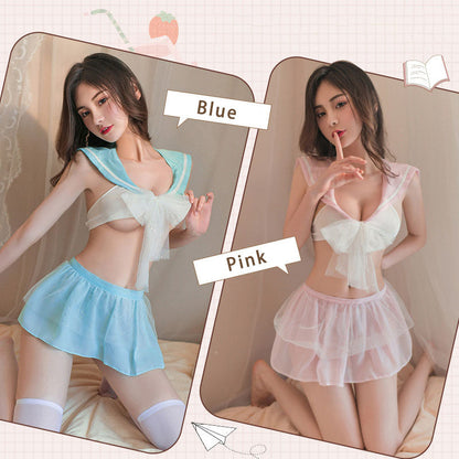 Mesh lace-up pajamas