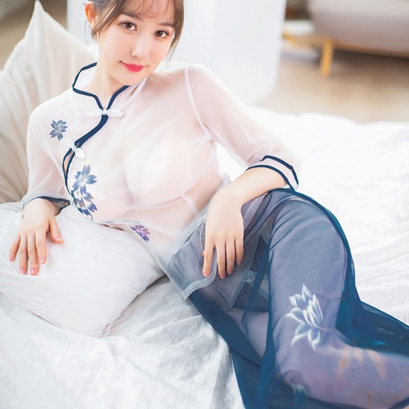 See-through long skirt retro student outfit