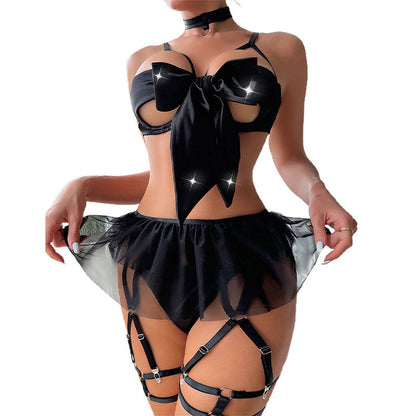 Seidenunterwäsche-Set mit Schleife vorne