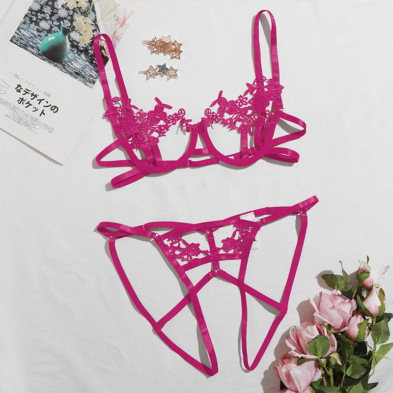 Set aus seidiger Spitzenunterwäsche