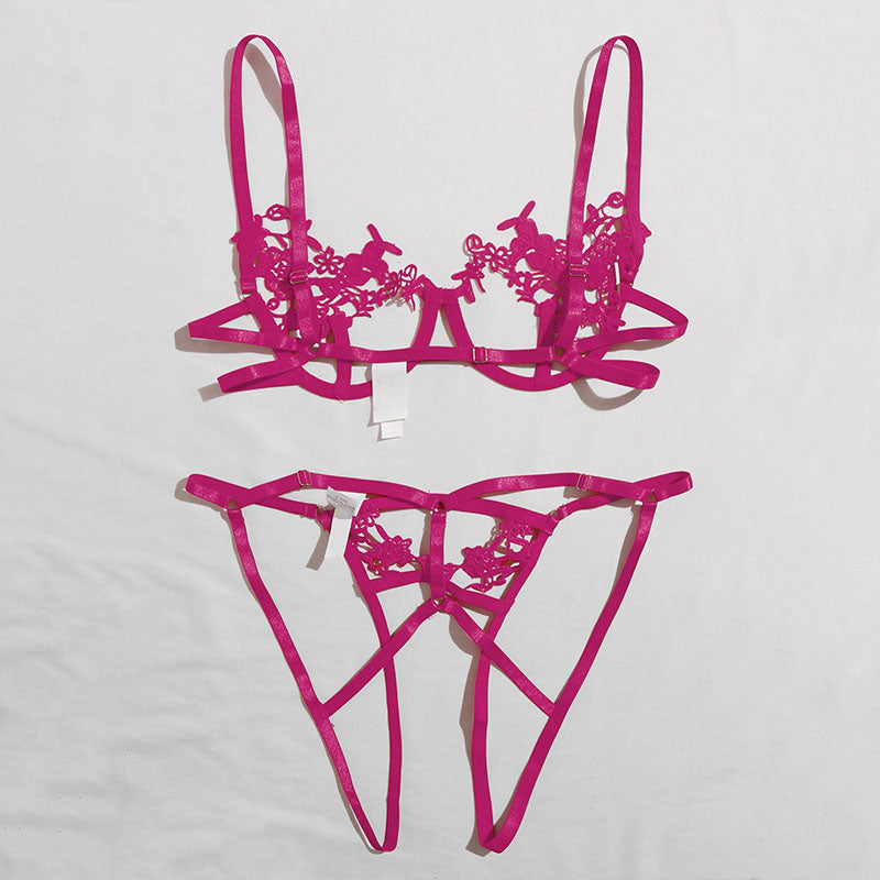 Set aus seidiger Spitzenunterwäsche