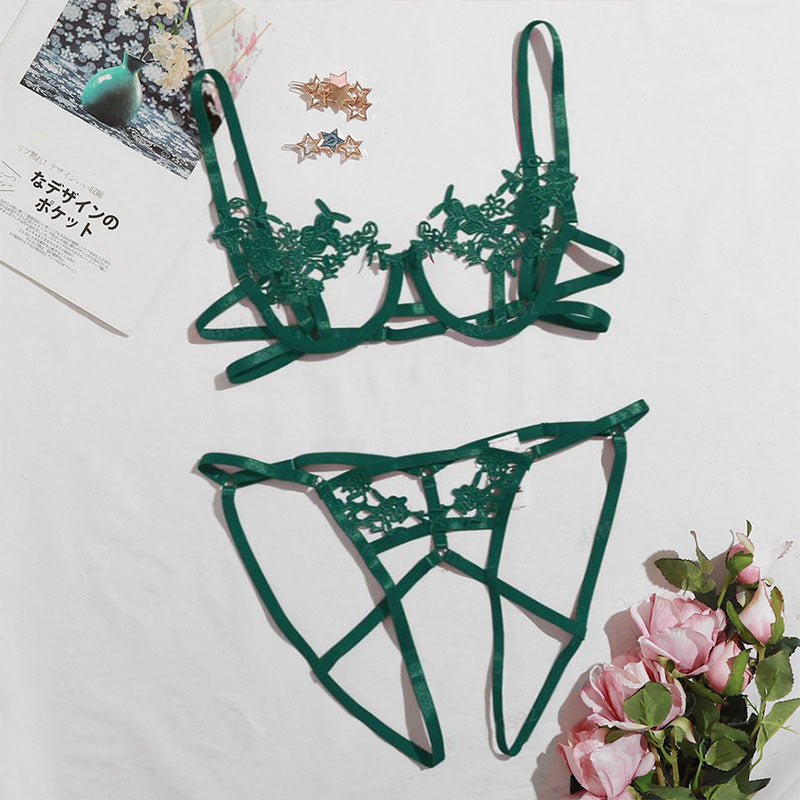 Set aus seidiger Spitzenunterwäsche