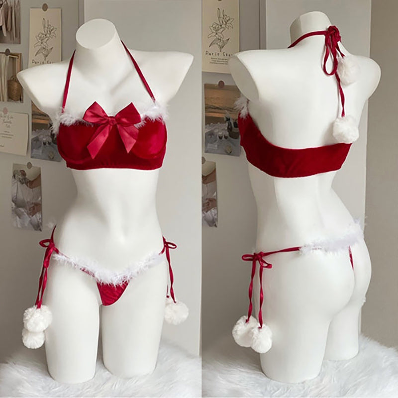 Bowknot pom pom suit