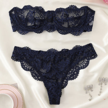 Flower hollow tube top panty set