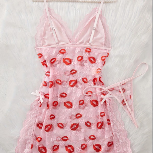 Dünnes Spitzen-Träger-Nachthemd