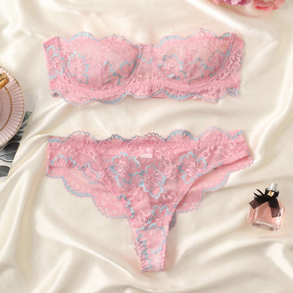 Flower hollow tube top panty set
