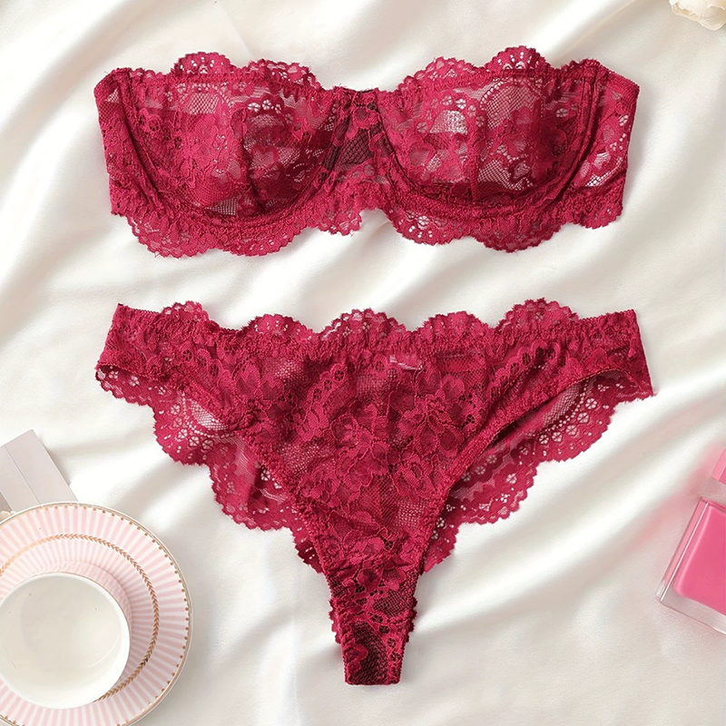 Flower hollow tube top panty set