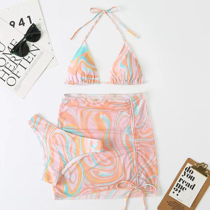 Dreiteiliges Bikini-Set mit modischem Muster 