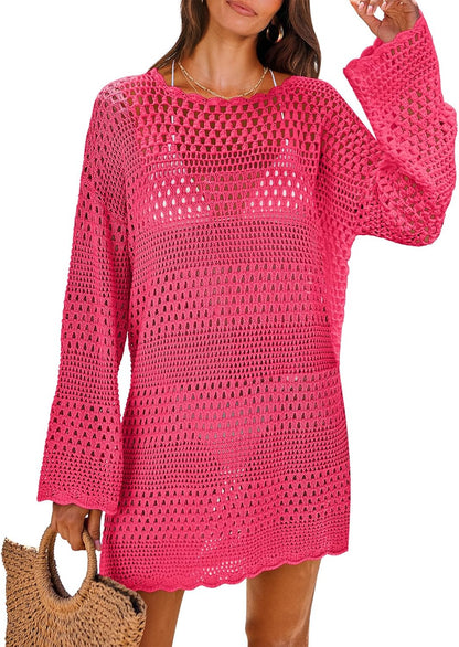 NITEM Women Swimsuit Crochet Swim Cover Up 2026 Summer Bathing Suit Swimwear Mesh Knit Beach Dress Vacation Outfits