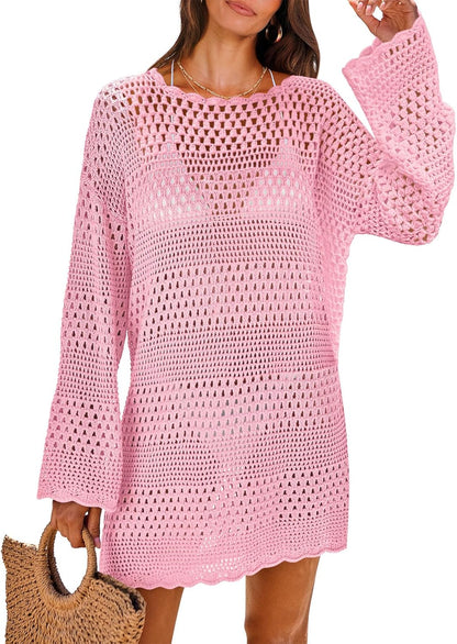 NITEM Women Swimsuit Crochet Swim Cover Up 2026 Summer Bathing Suit Swimwear Mesh Knit Beach Dress Vacation Outfits