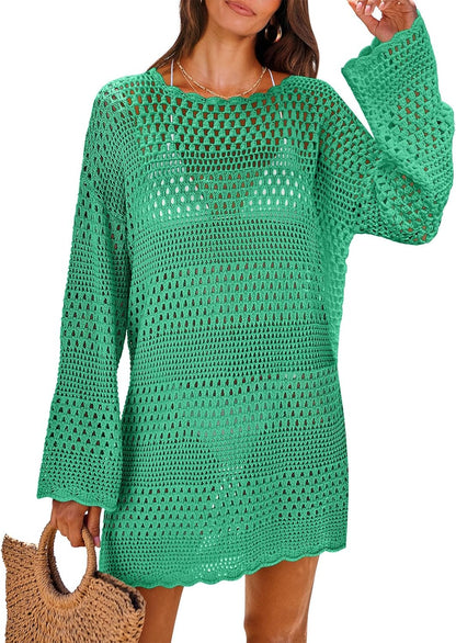 NITEM Women Swimsuit Crochet Swim Cover Up 2026 Summer Bathing Suit Swimwear Mesh Knit Beach Dress Vacation Outfits