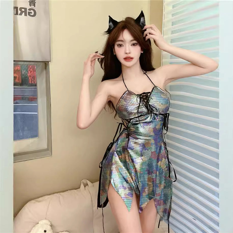 Sexy pfauengrüner Hosenträgerpyjama 