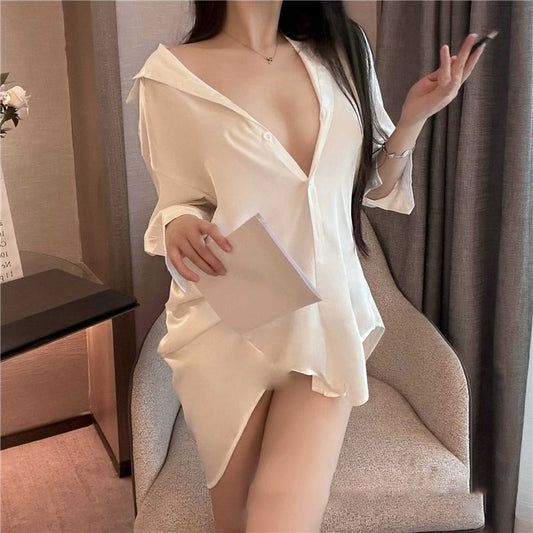 Boyfriend style shirt sexy large size sexy pajamas