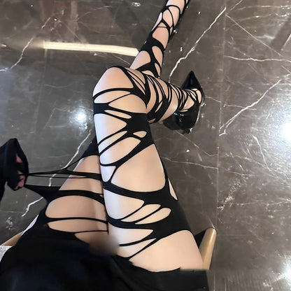 Big hole stockings bottoming pantyhose fishnet stockings