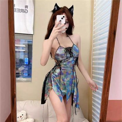 Sexy pfauengrüner Hosenträgerpyjama 