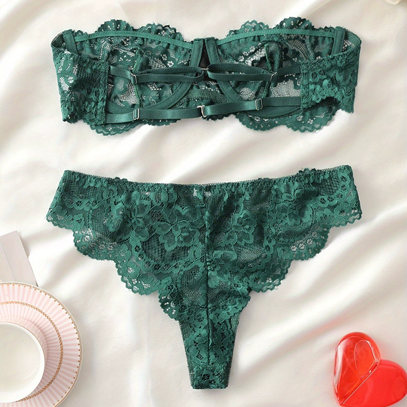 Flower hollow tube top panty set
