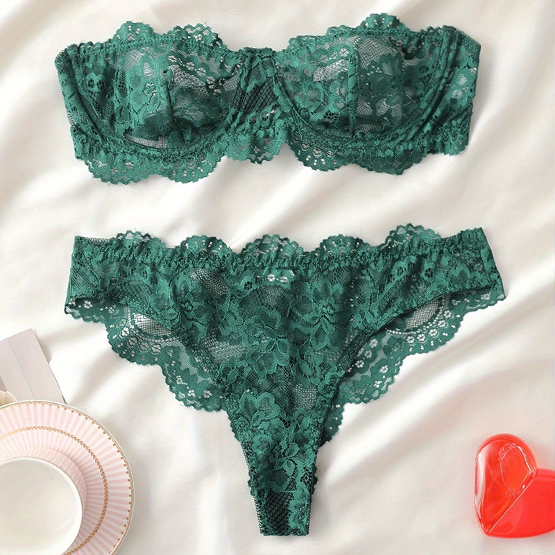 Flower hollow tube top panty set