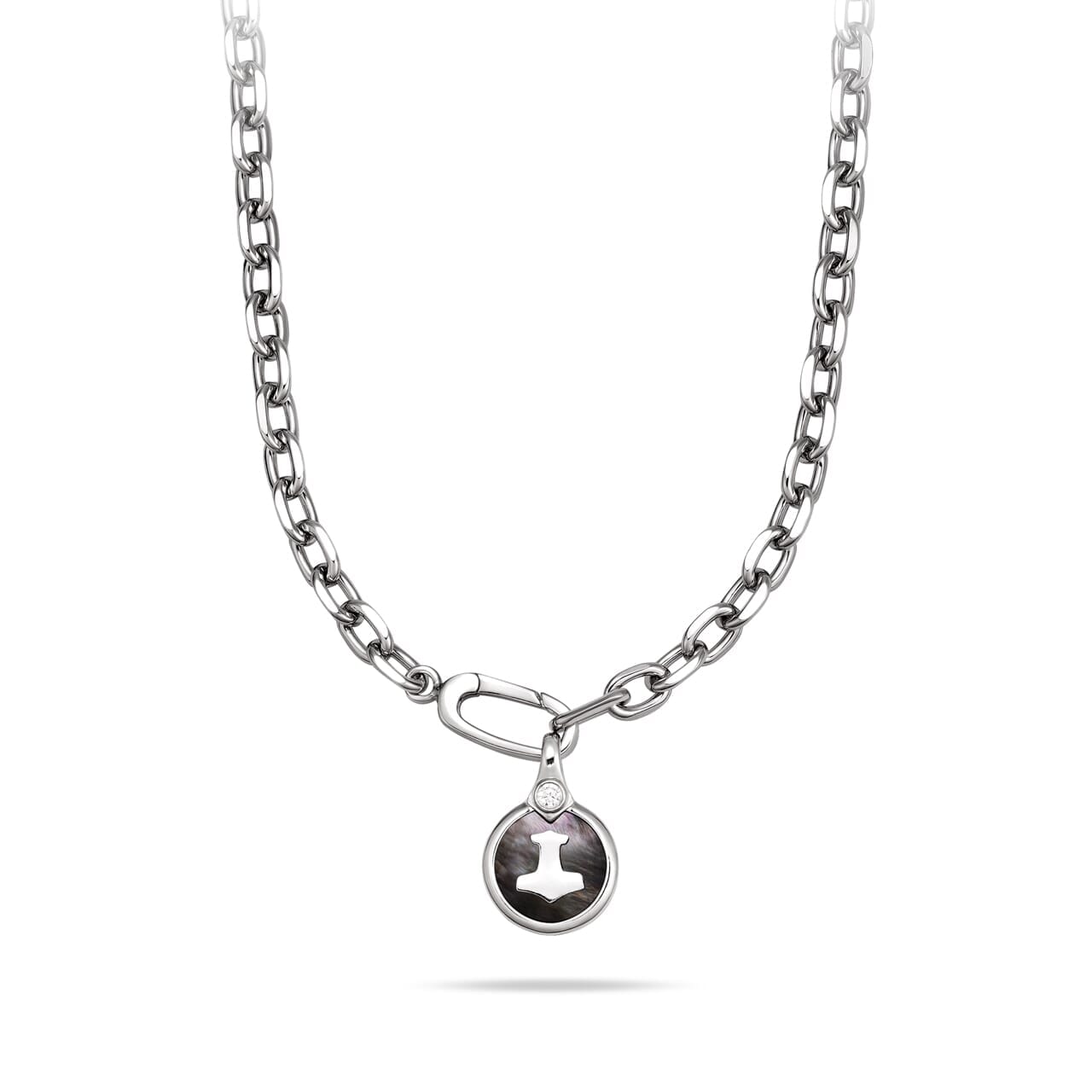 Mjölnir Medallion Necklace Black Nacre