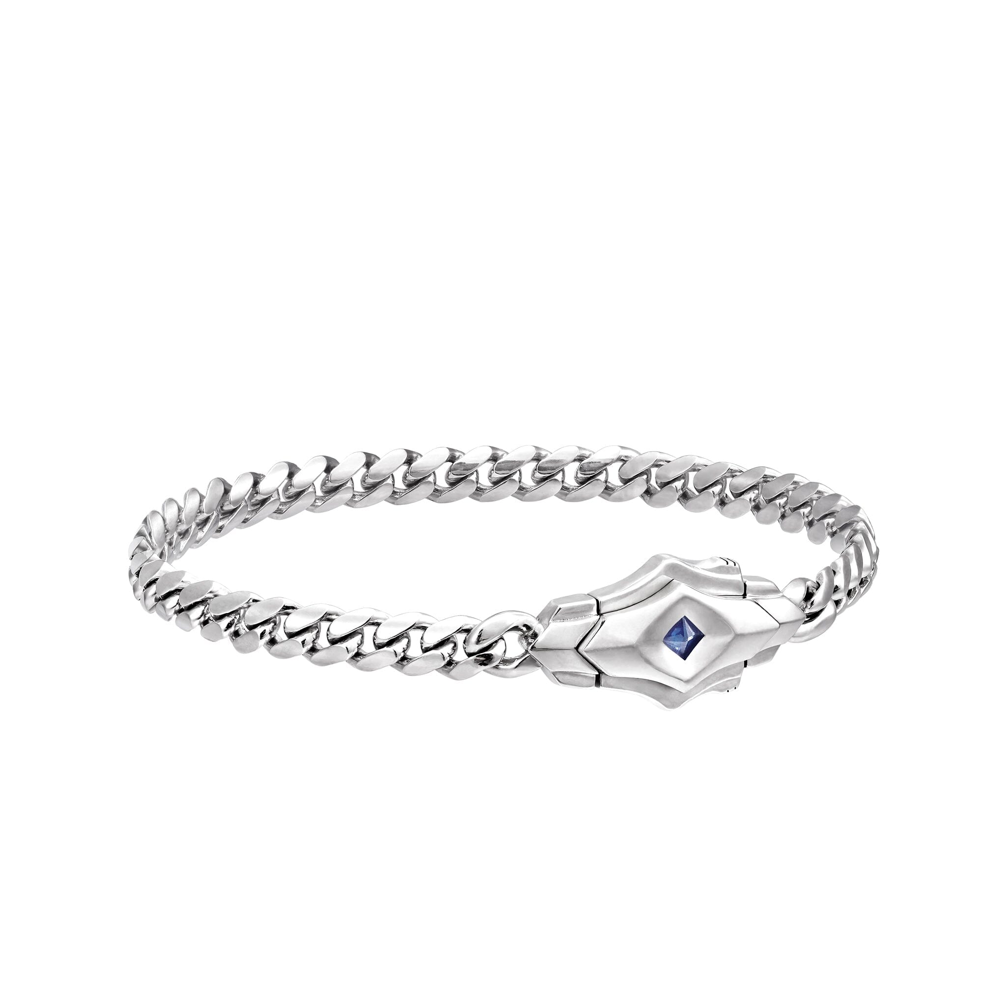 Box Clasp Curb Bracelet Sapphire