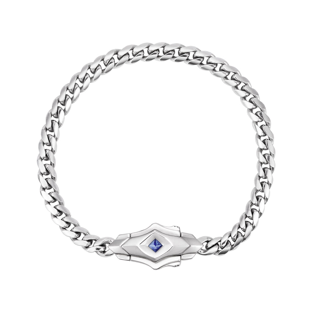 Box Clasp Curb Bracelet Sapphire