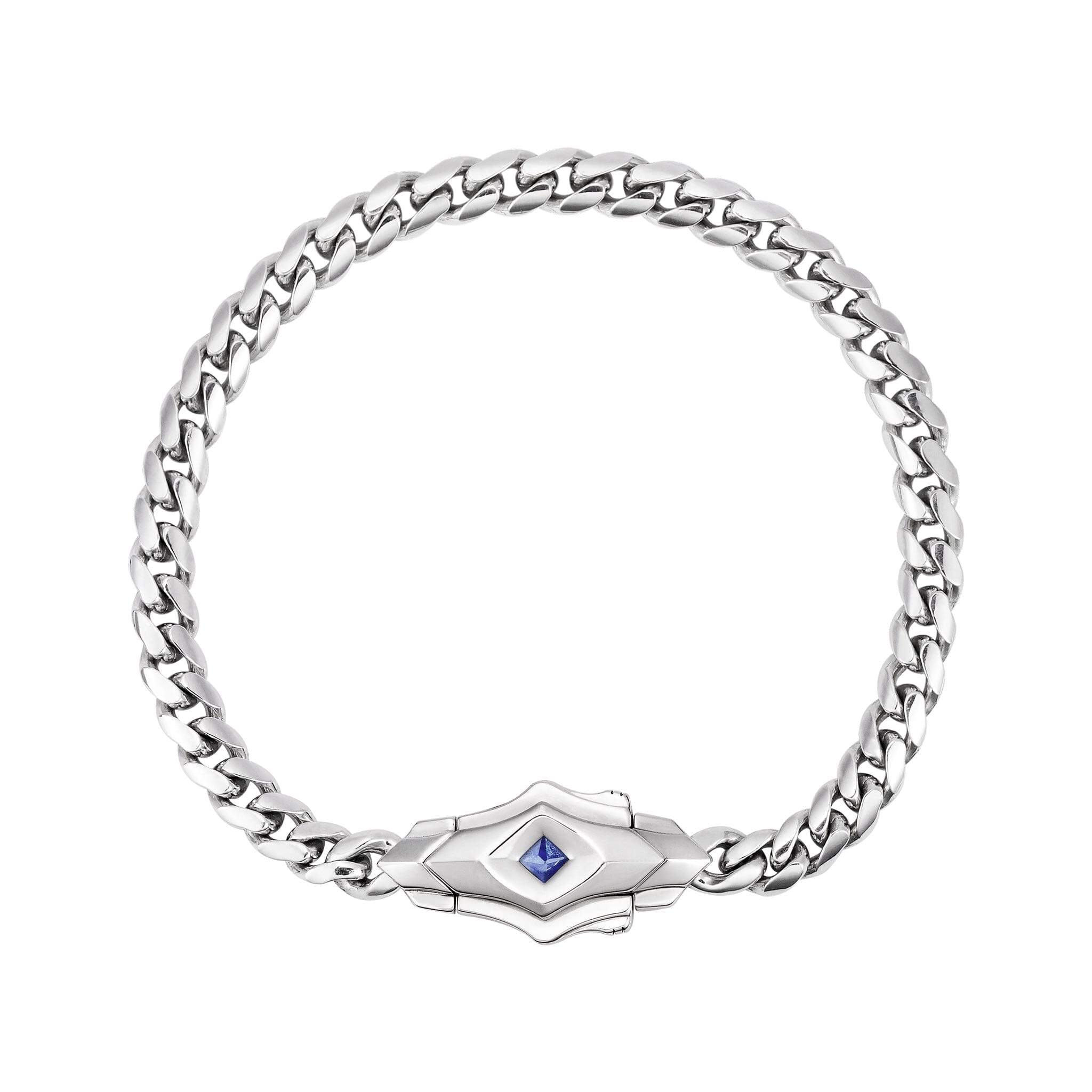 Box Clasp Curb Bracelet Sapphire