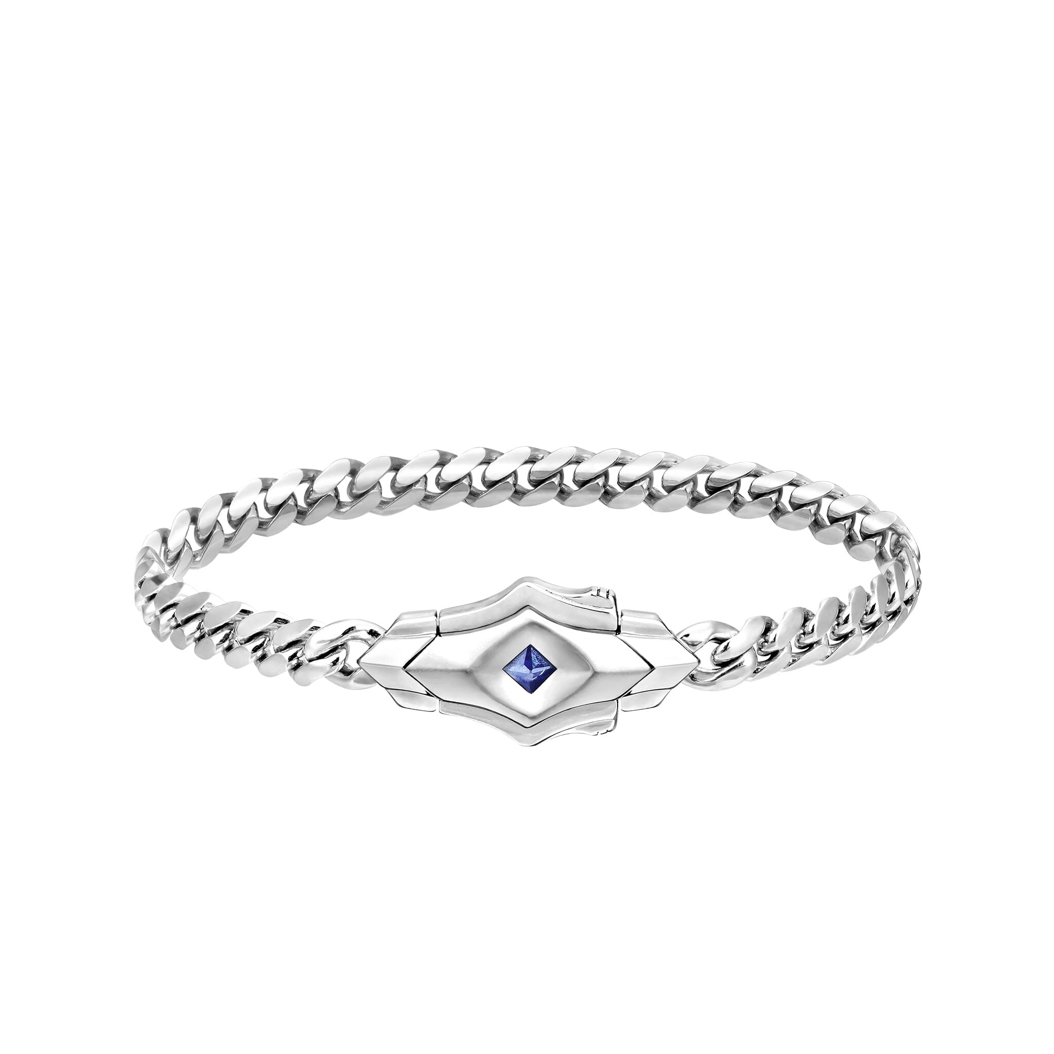 Box Clasp Curb Bracelet Sapphire