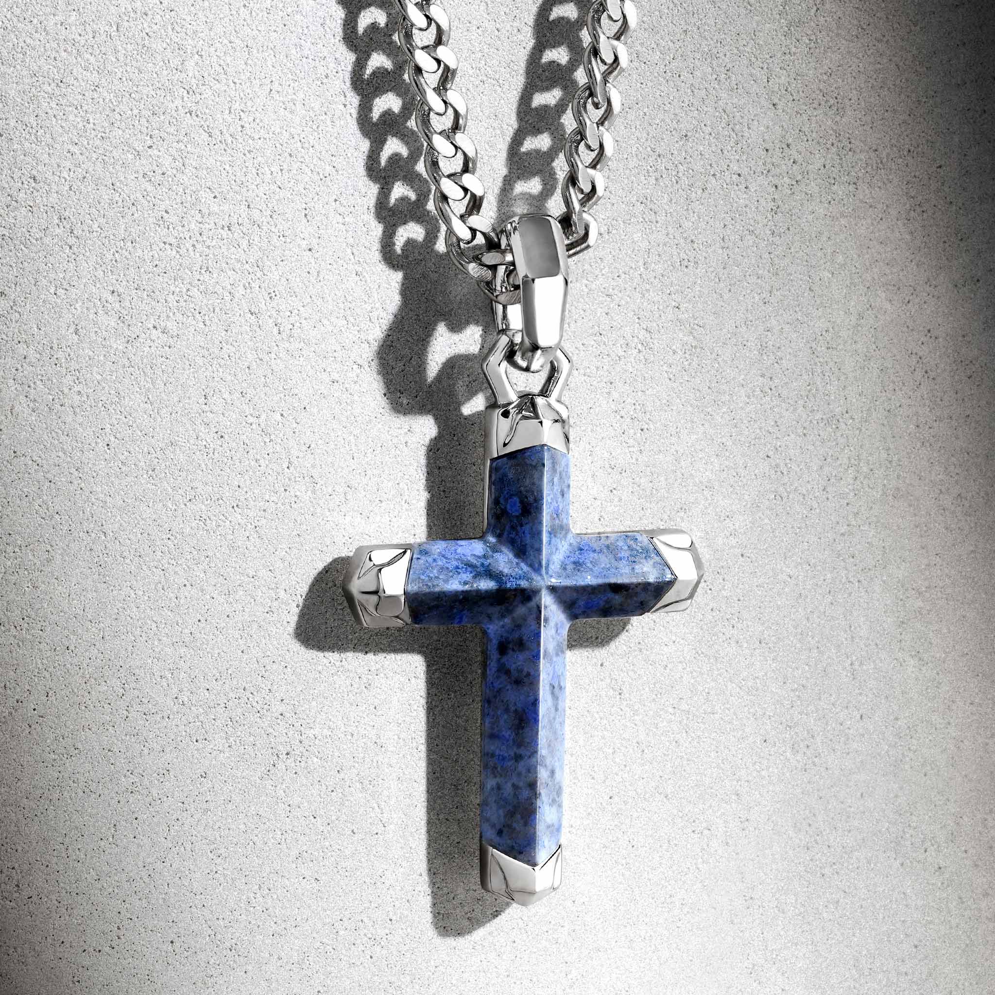 Seagleam Cross Necklace Dumortierite