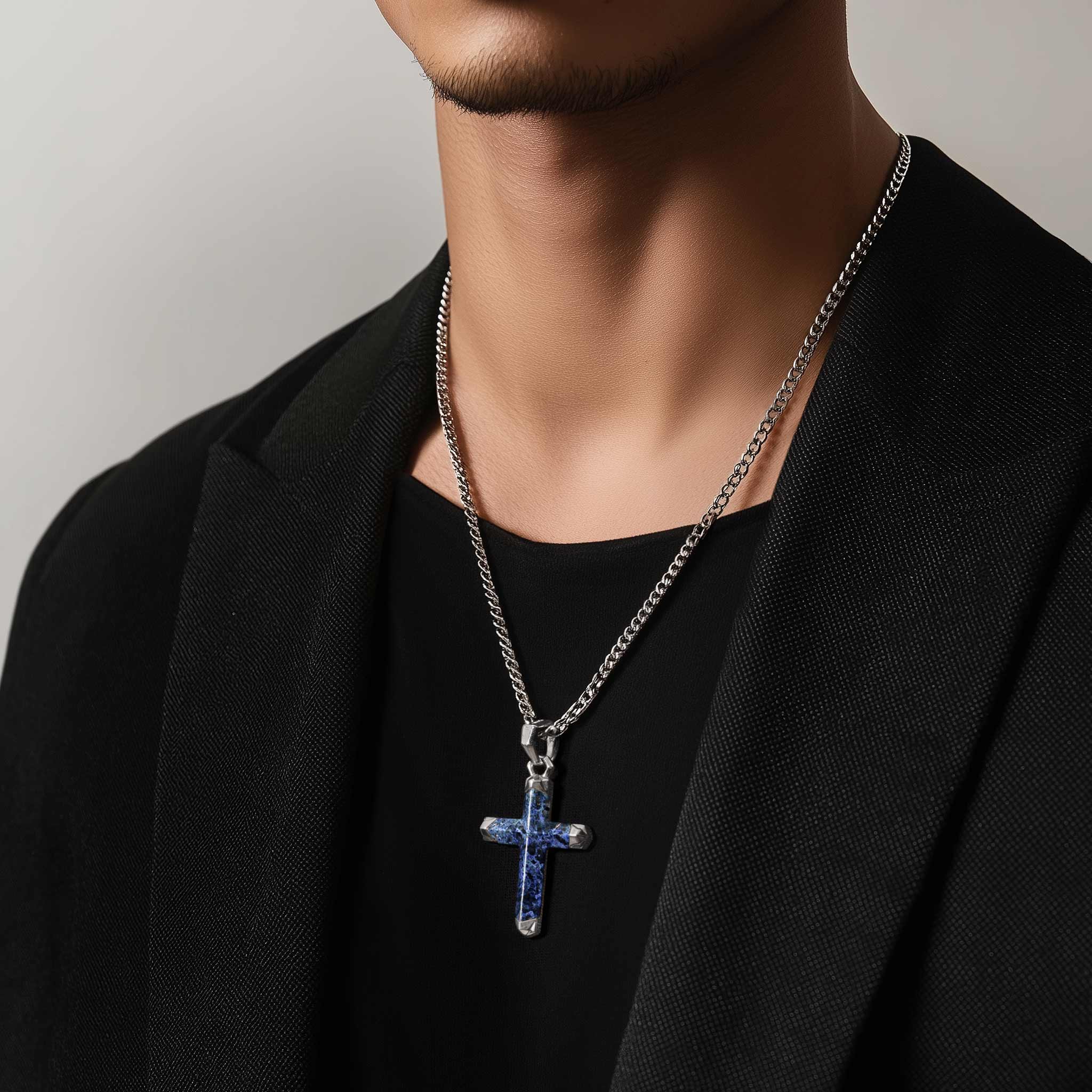 Seagleam Cross Necklace Dumortierite