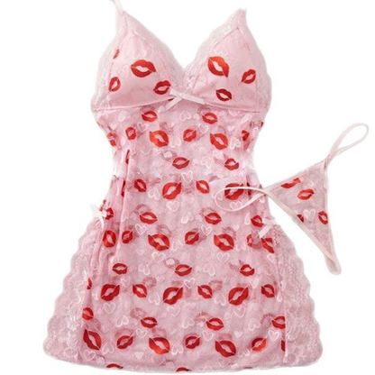 Dünnes Spitzen-Träger-Nachthemd