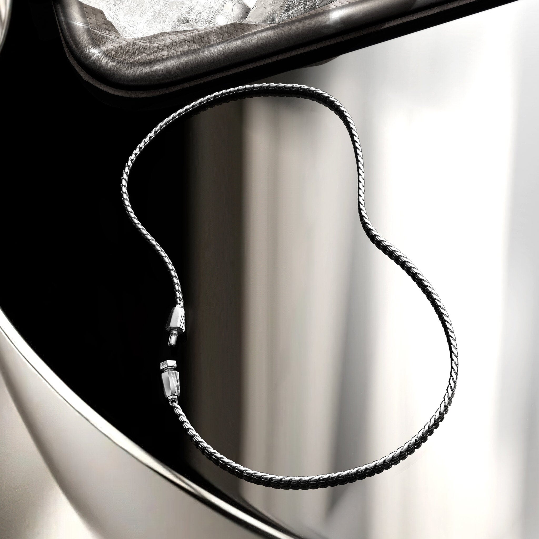 Capsule Lock Franco Necklace Silver