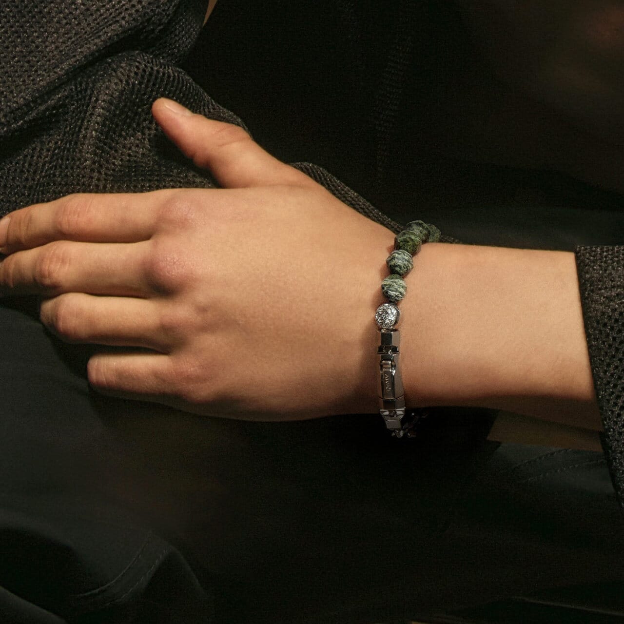 Square Link Bracelet Banded Jasper